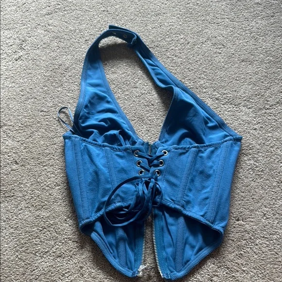 Urban Outfitters Blue Lace-Up Top - Picture 3 of 4